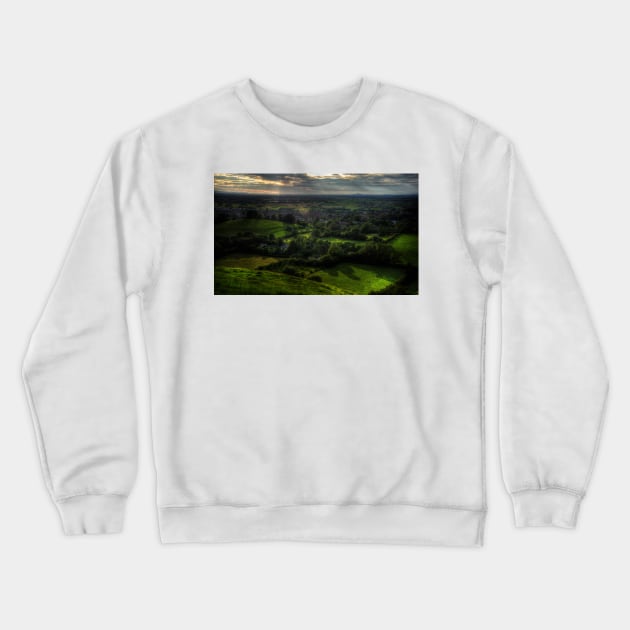 Sunset at Glastonbury Tor Crewneck Sweatshirt by Nigdaw